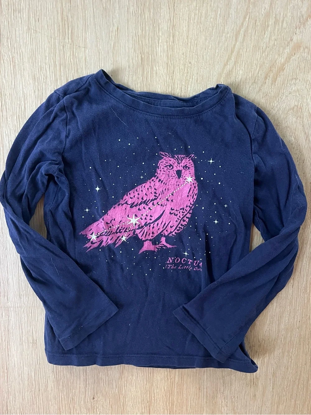 GAP Navy Long-Sleeve Tee with Pink Owl Graphic